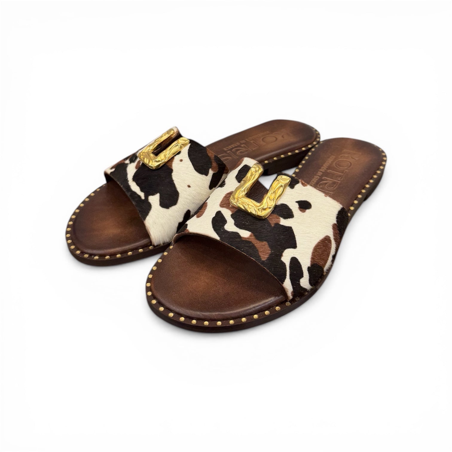Women's leather jewel platform sandals - 04-108-D6