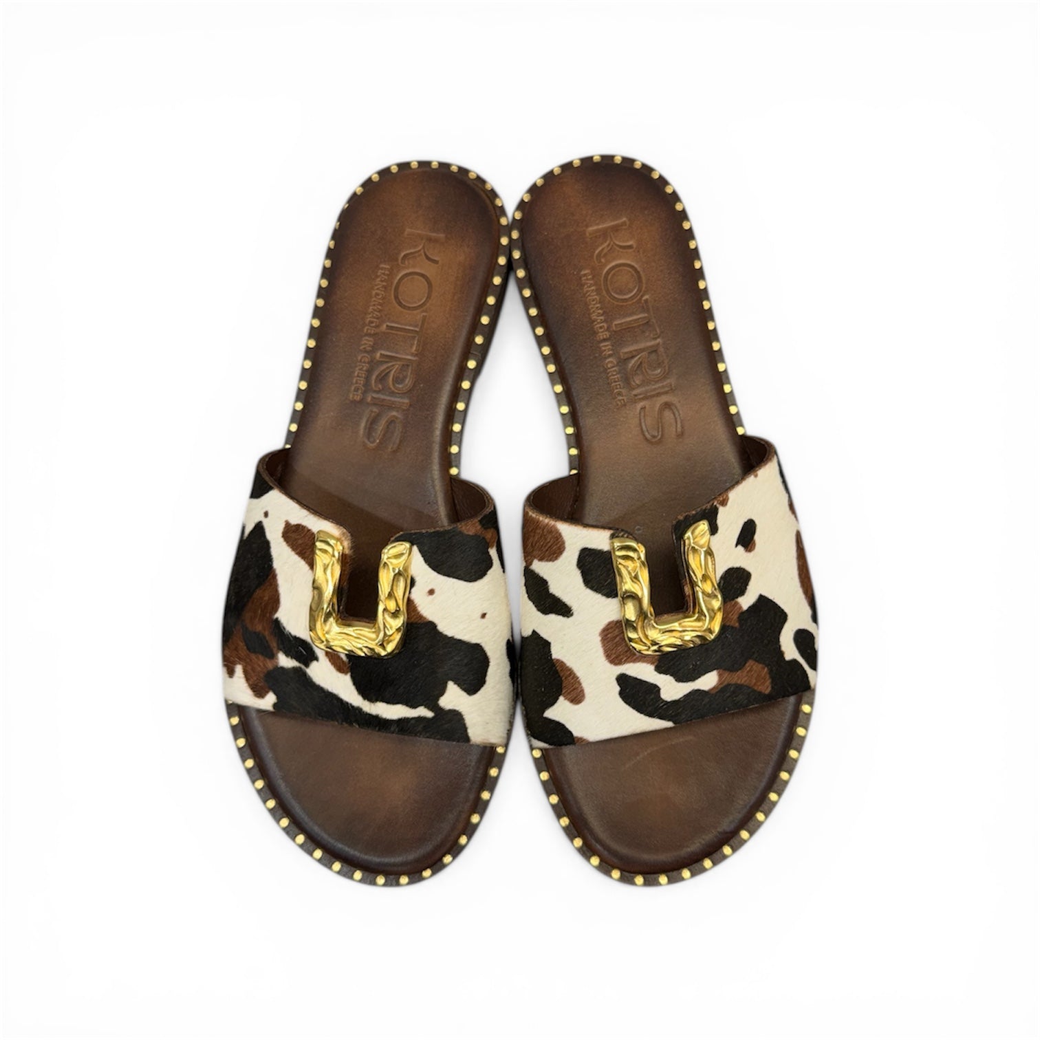 Women's leather jewel platform sandals - 04-108-D6