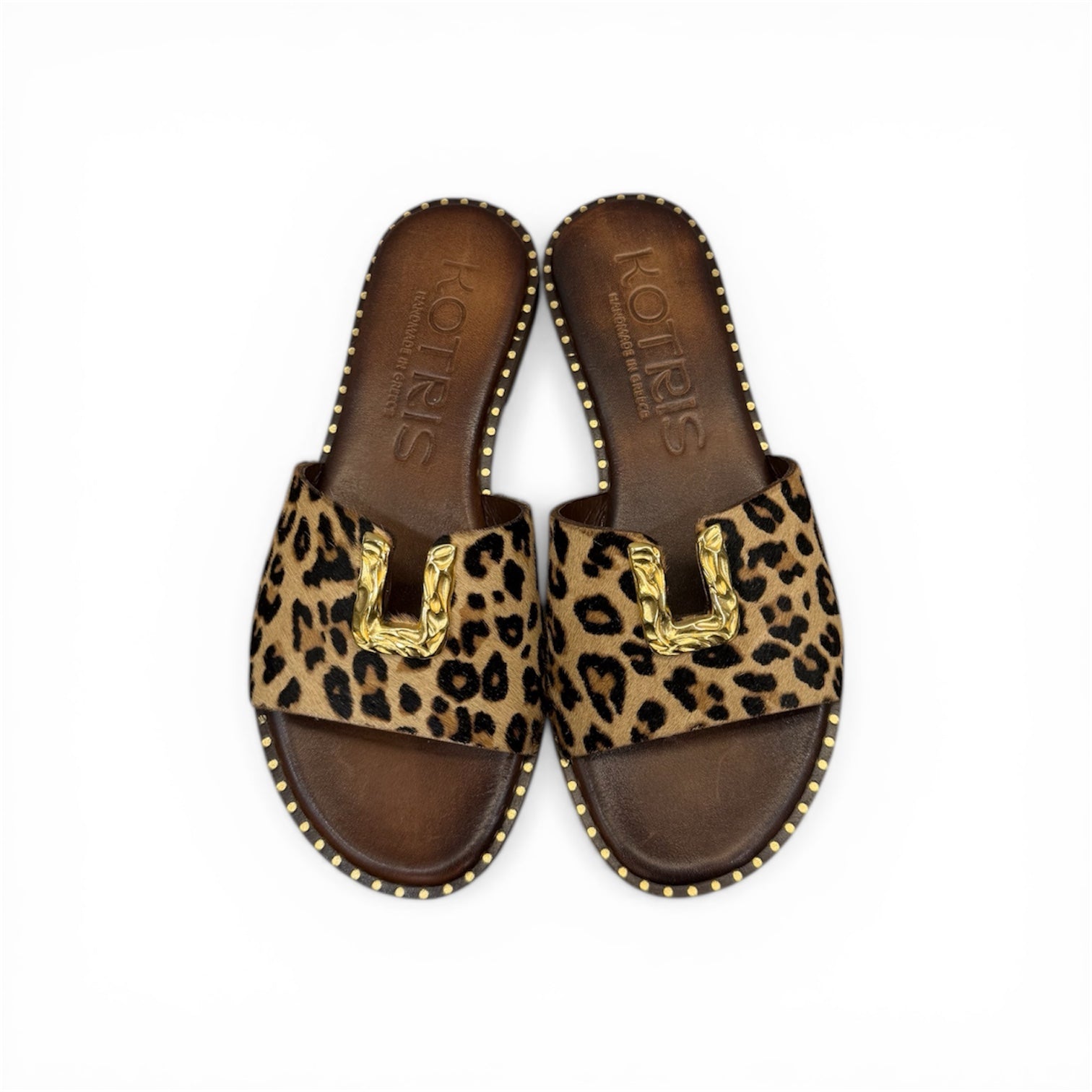 Women's leather jewel platform sandals - 04-108-D6