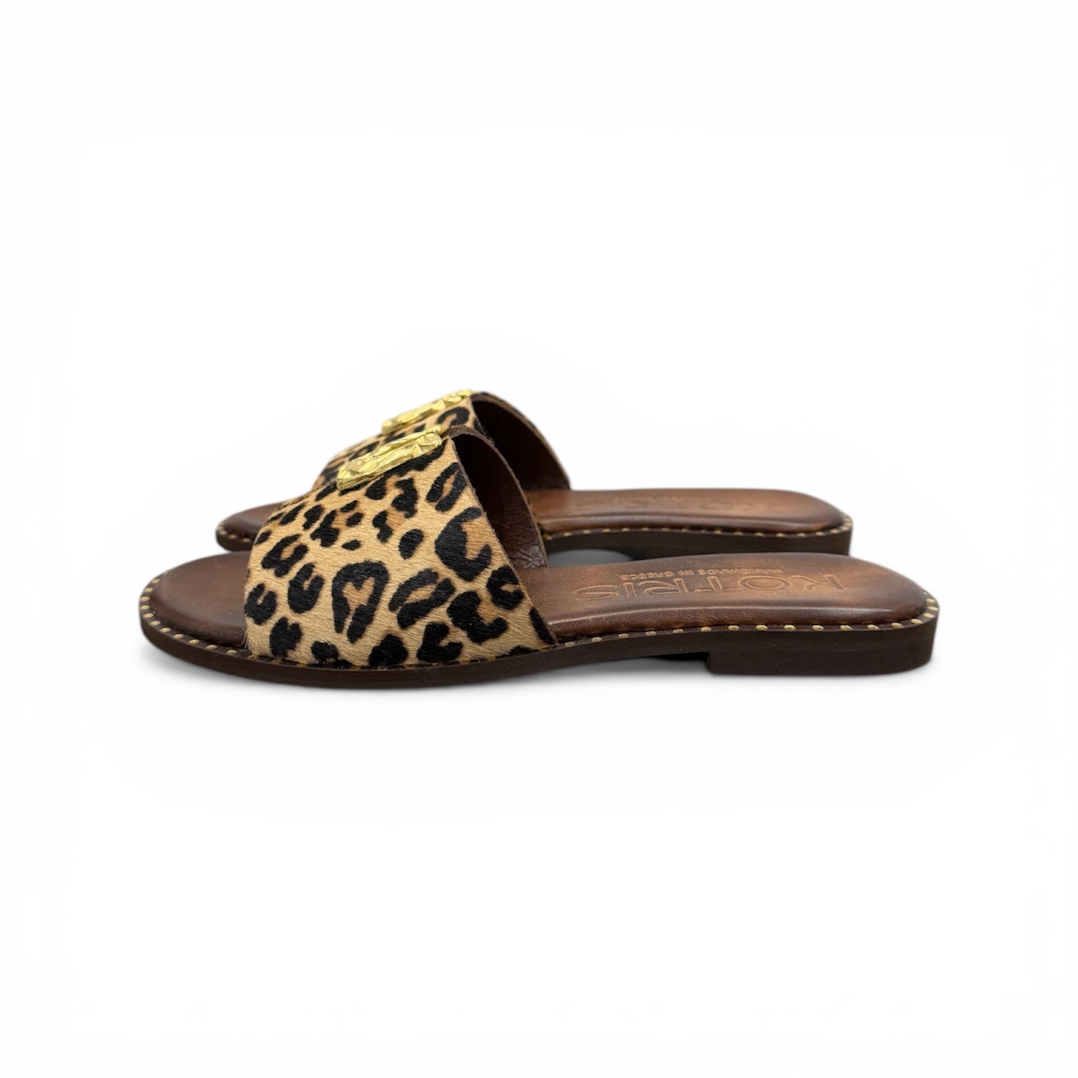 Women's leather jewel platform sandals - 04-108-D6