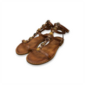 Women's leather sandals with jewels detail - 04-3009