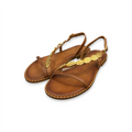Women's leather sandals with gold detail - 04-3888