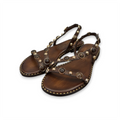 Women's leather sandals with jewels detail - 04-830-ST