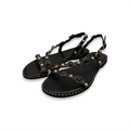 Women's leather sandals with jewels detail - 04-830-ST