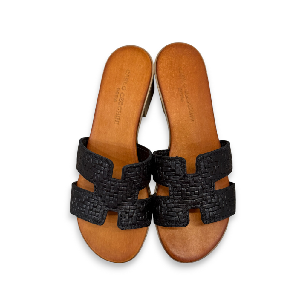 Sandali da donna in pelle di vitello stampa intrecciata - 2760 T