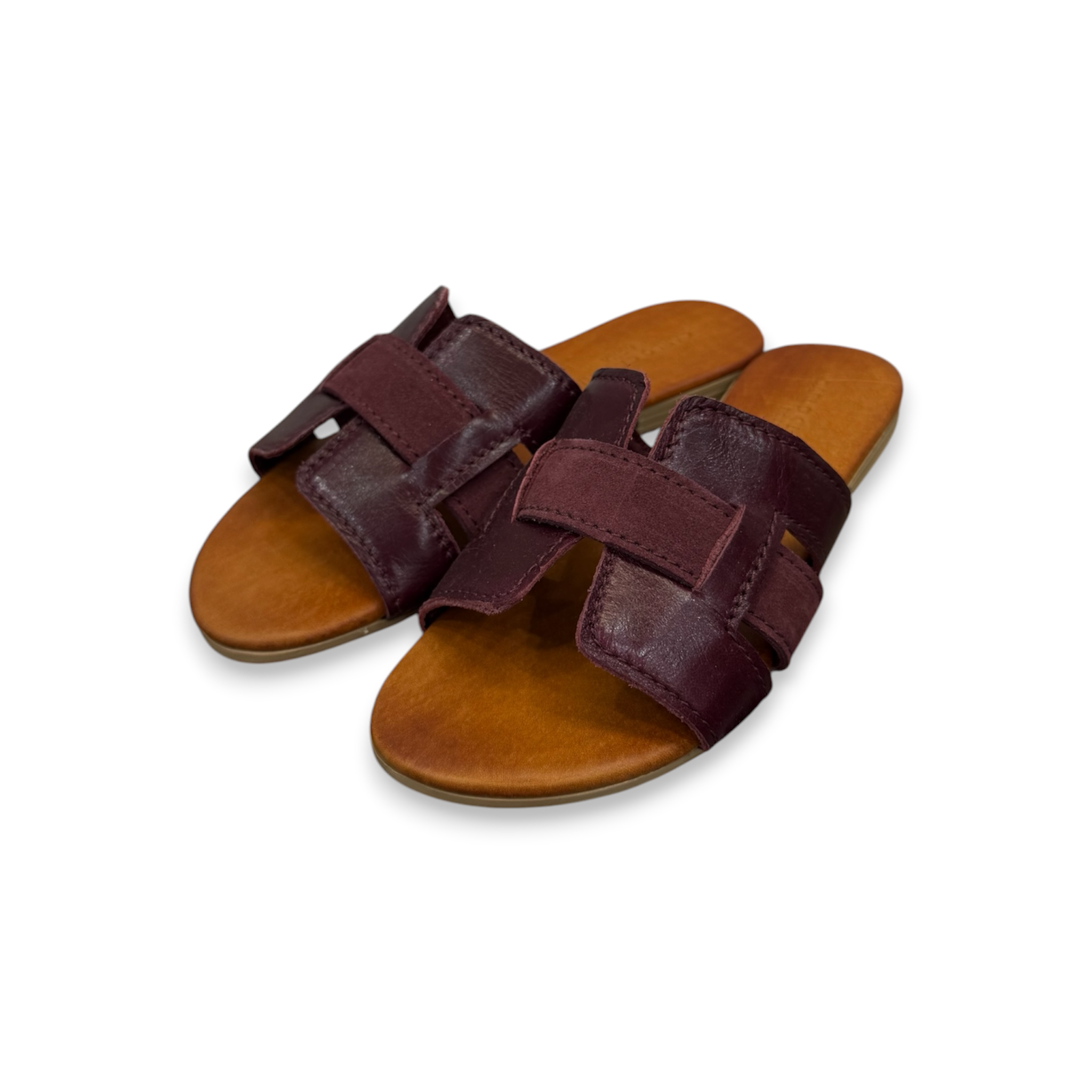Women's calf leather flat sandals - 2885