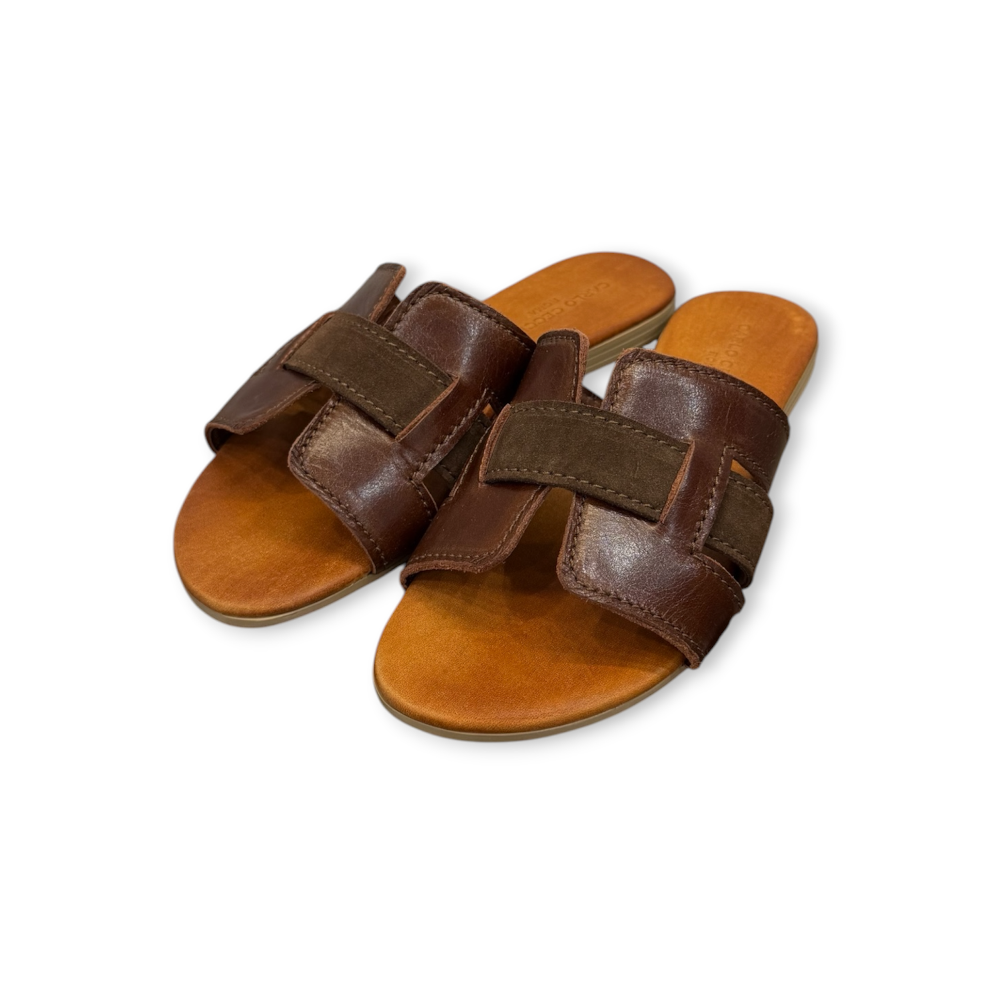 Women's calf leather flat sandals - 2885