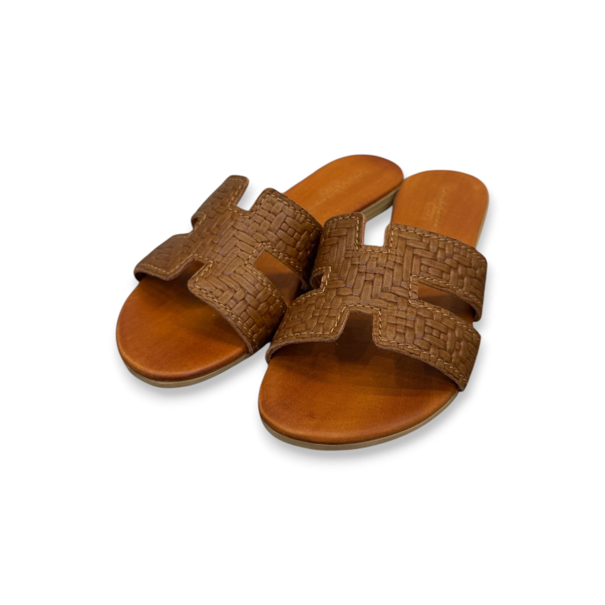 Sandali bassi da donna in pelle di vitello stampa intrecciata - 2760 B