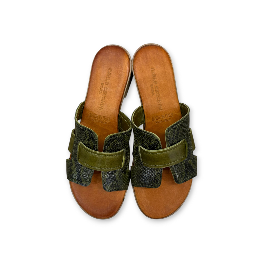 Women's python embossed calf leather sandals - 2885 T