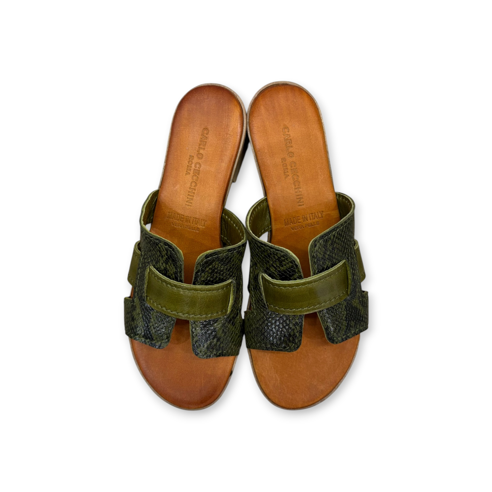 Women's python embossed calf leather sandals - 2885 T