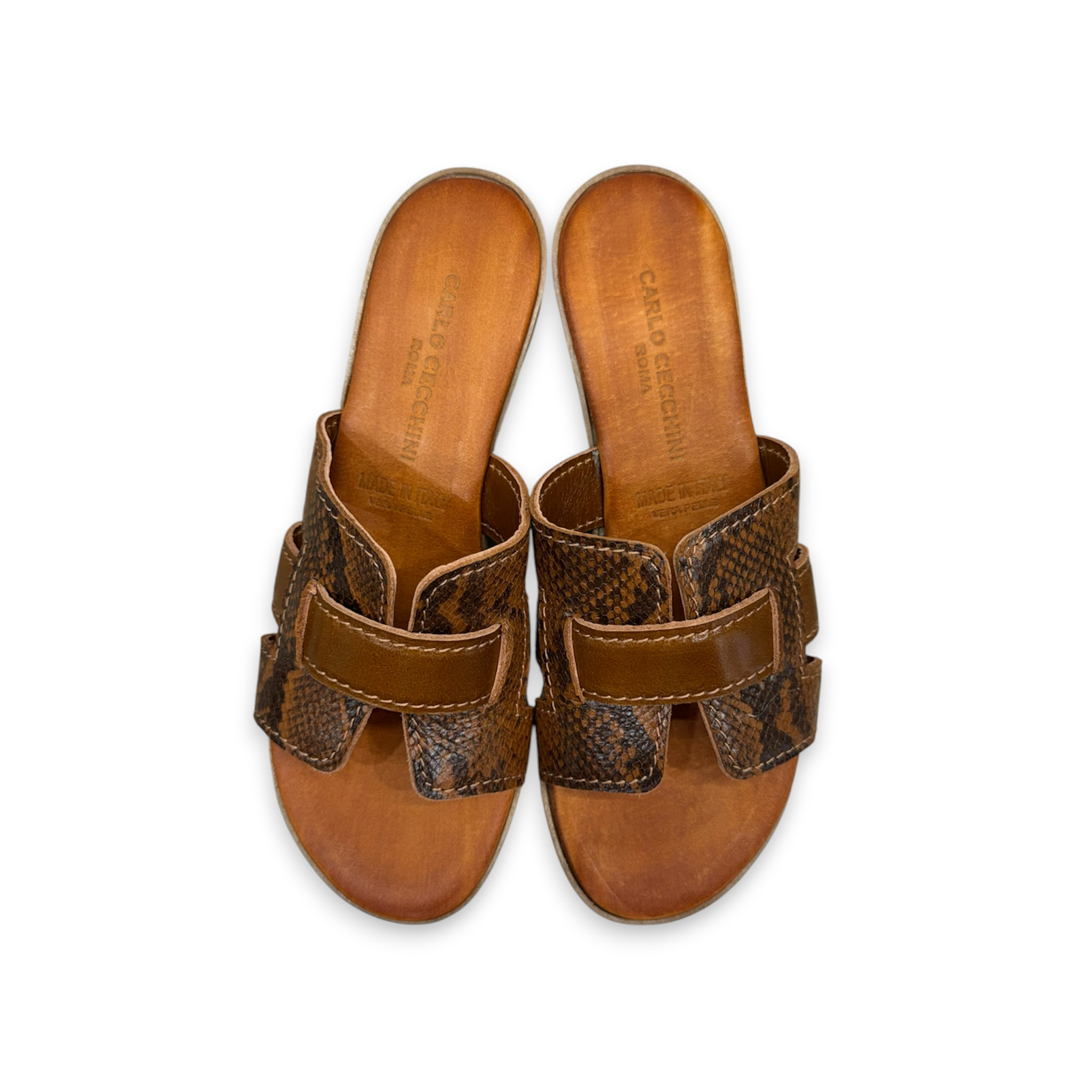 Women's python embossed calf leather sandals - 2885 T