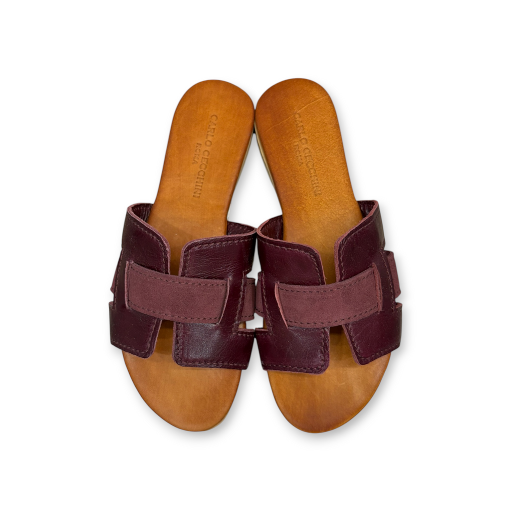 Women's calf leather flat sandals - 2885