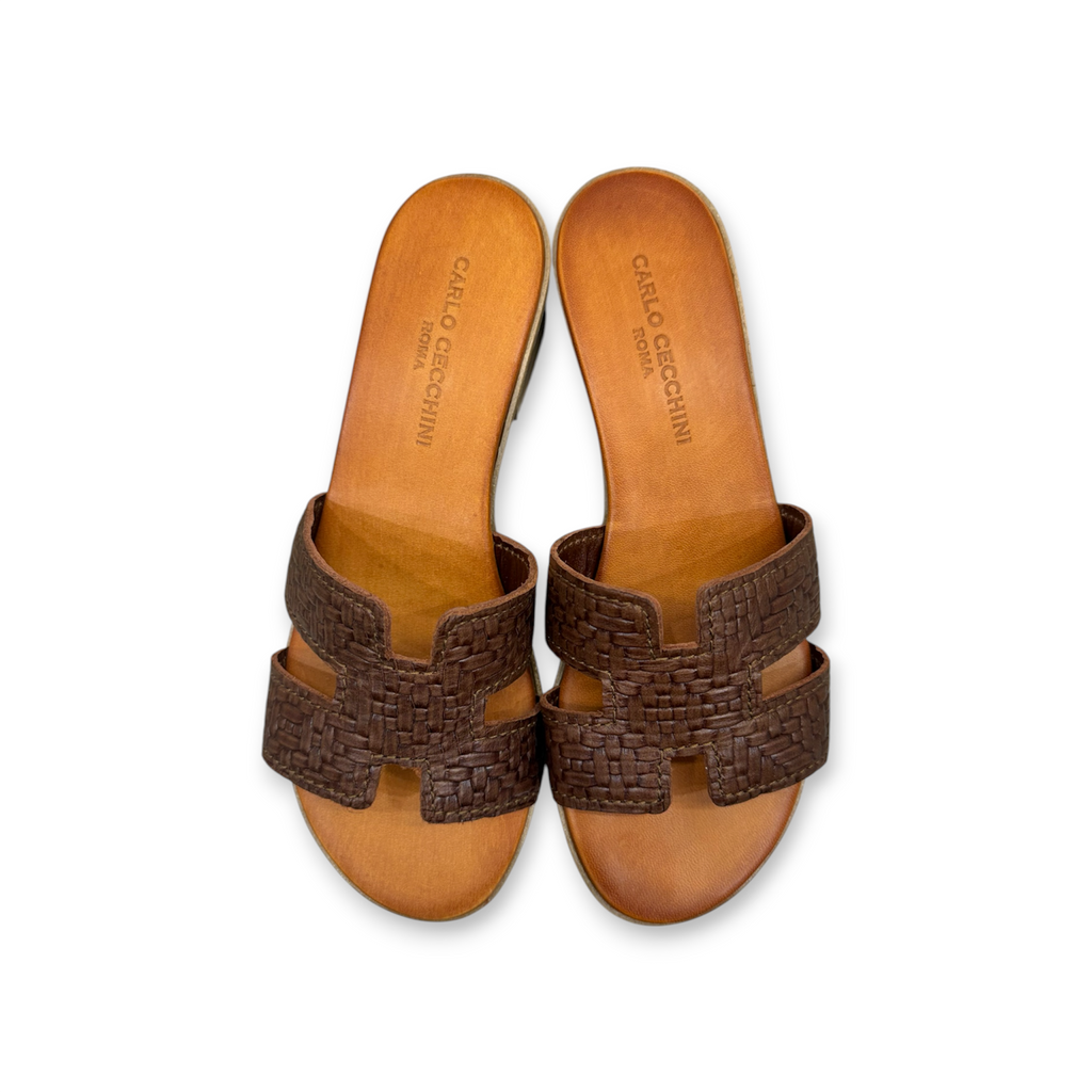 Sandali da donna in pelle di vitello stampa intrecciata - 2760 T