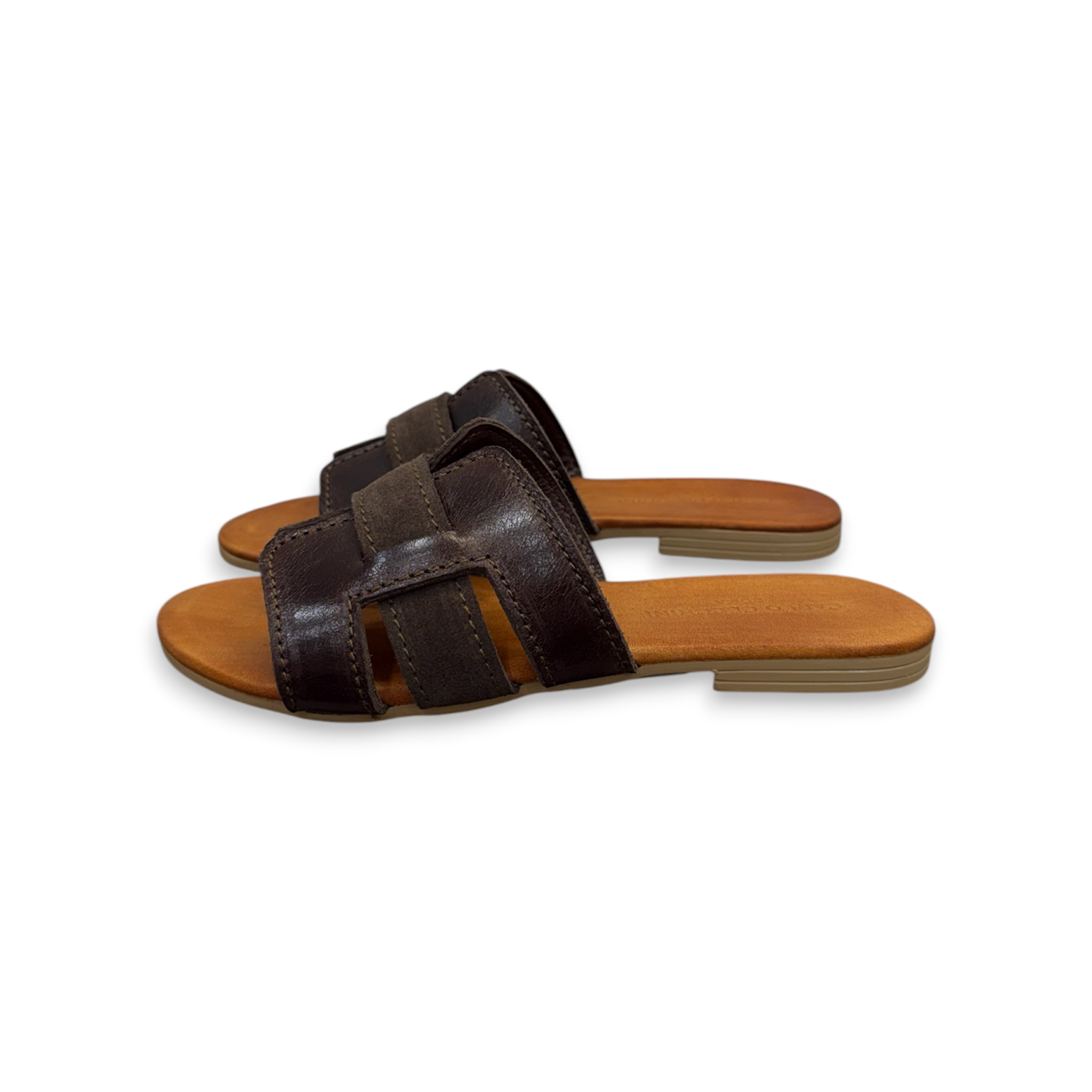 Women's calf leather flat sandals - 2885