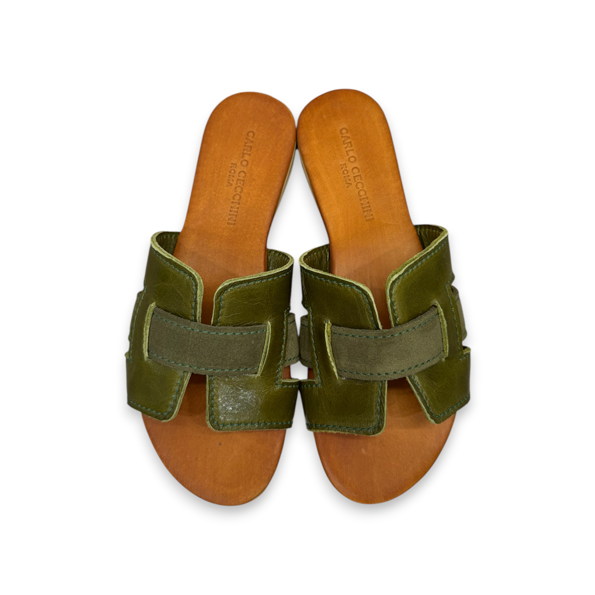 Women's calf leather flat sandals - 2885