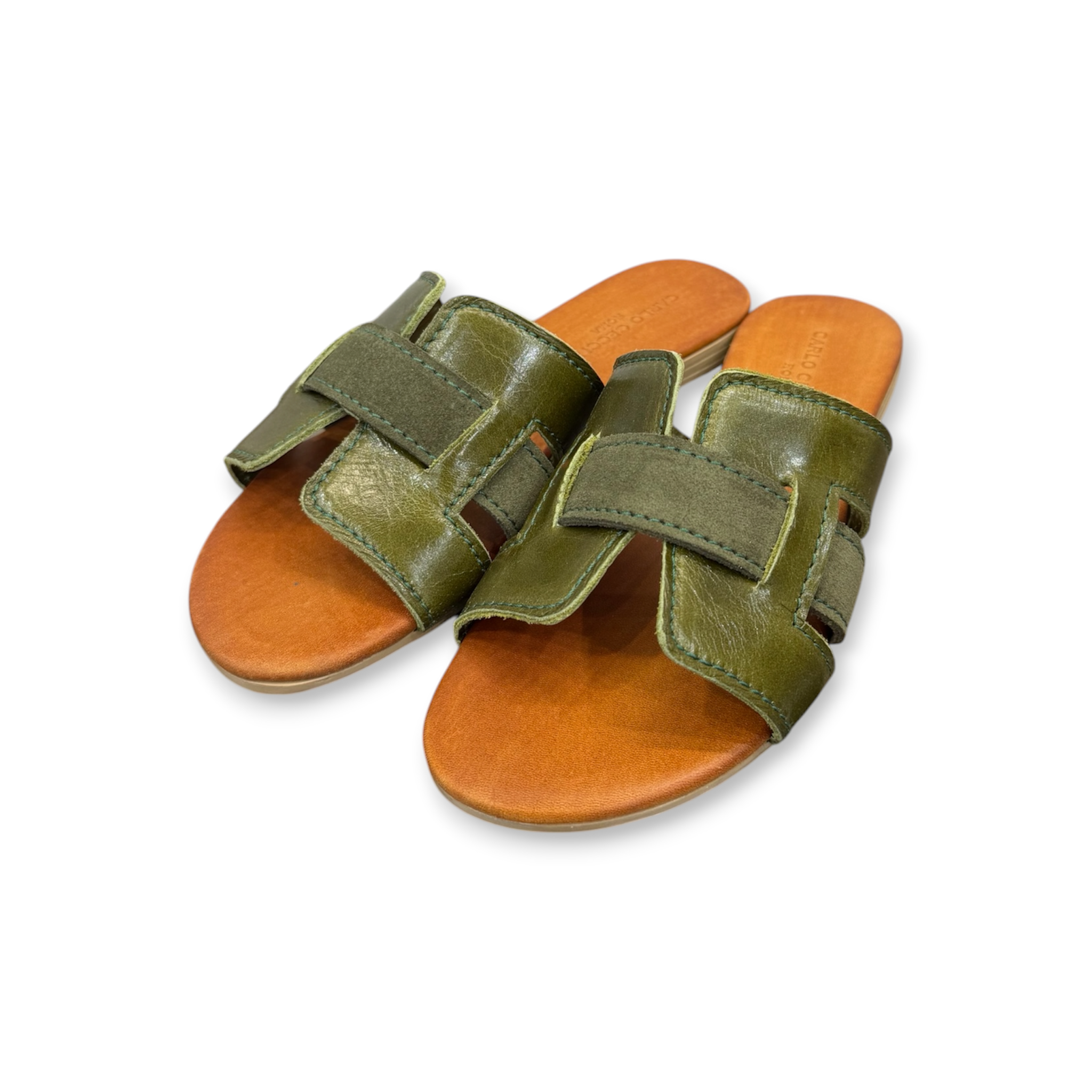 Women's calf leather flat sandals - 2885