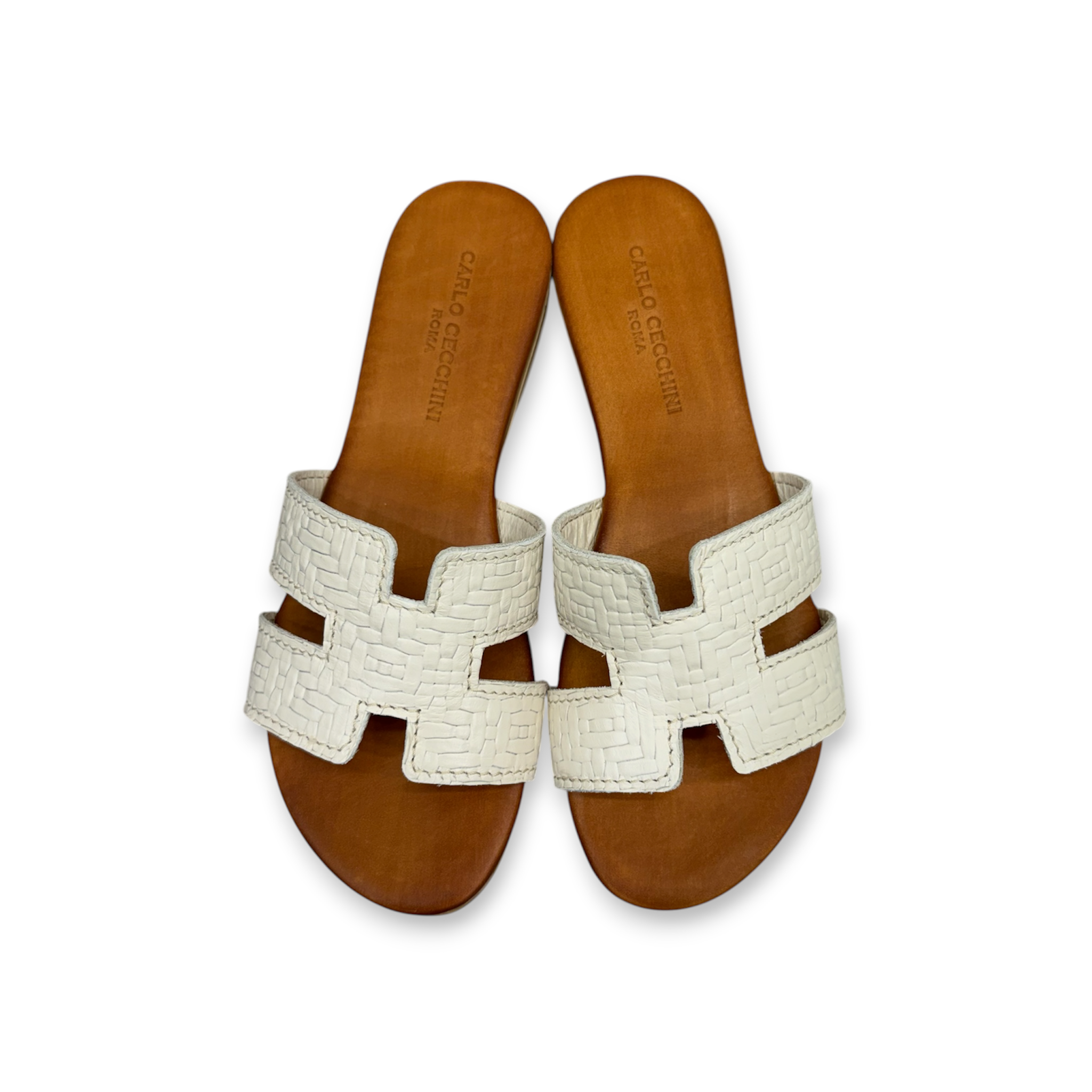 Sandali bassi da donna in pelle di vitello stampa intrecciata - 2760 B