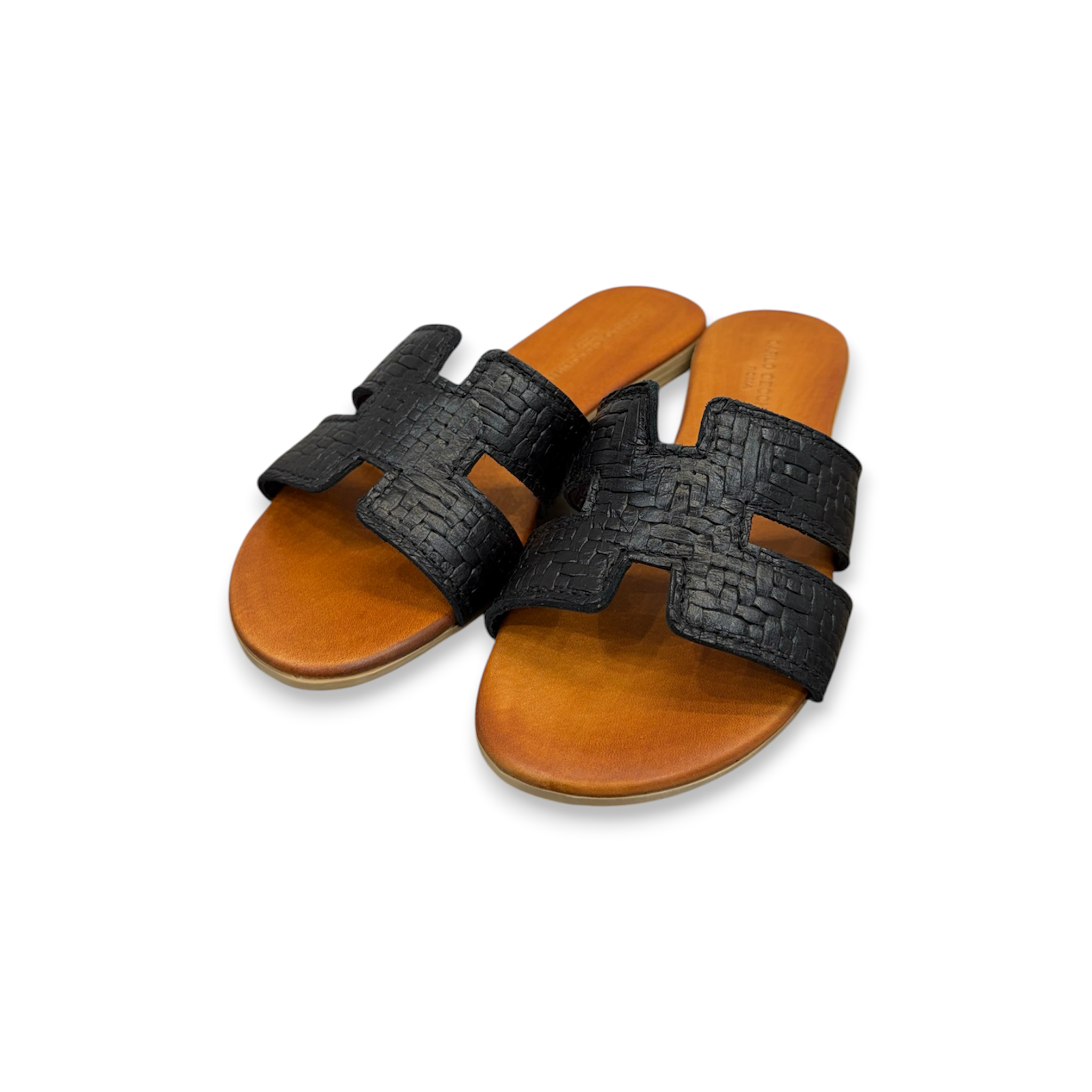 Women's woven embossed leather flat sandals - 2760 B