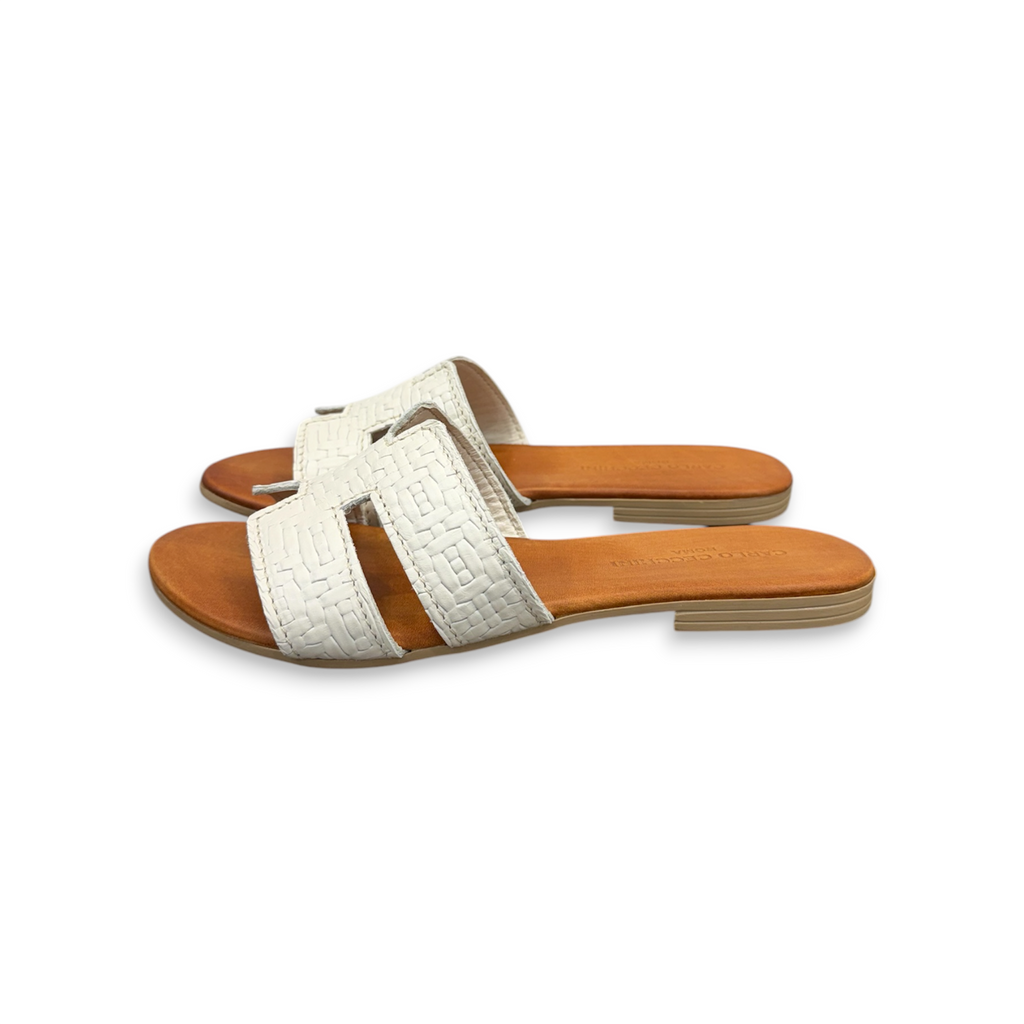Sandali bassi da donna in pelle di vitello stampa intrecciata - 2760 B
