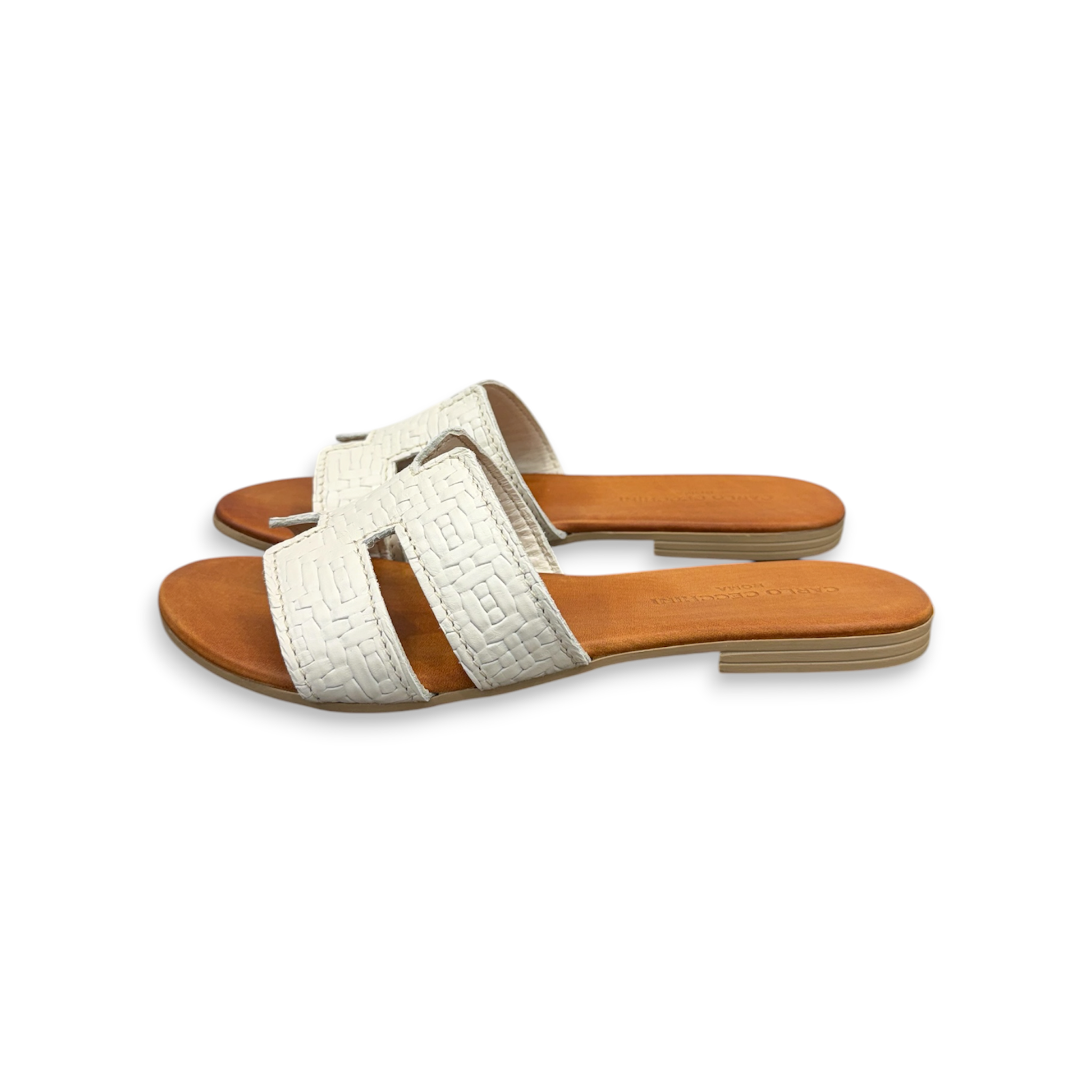 Sandali bassi da donna in pelle di vitello stampa intrecciata - 2760 B