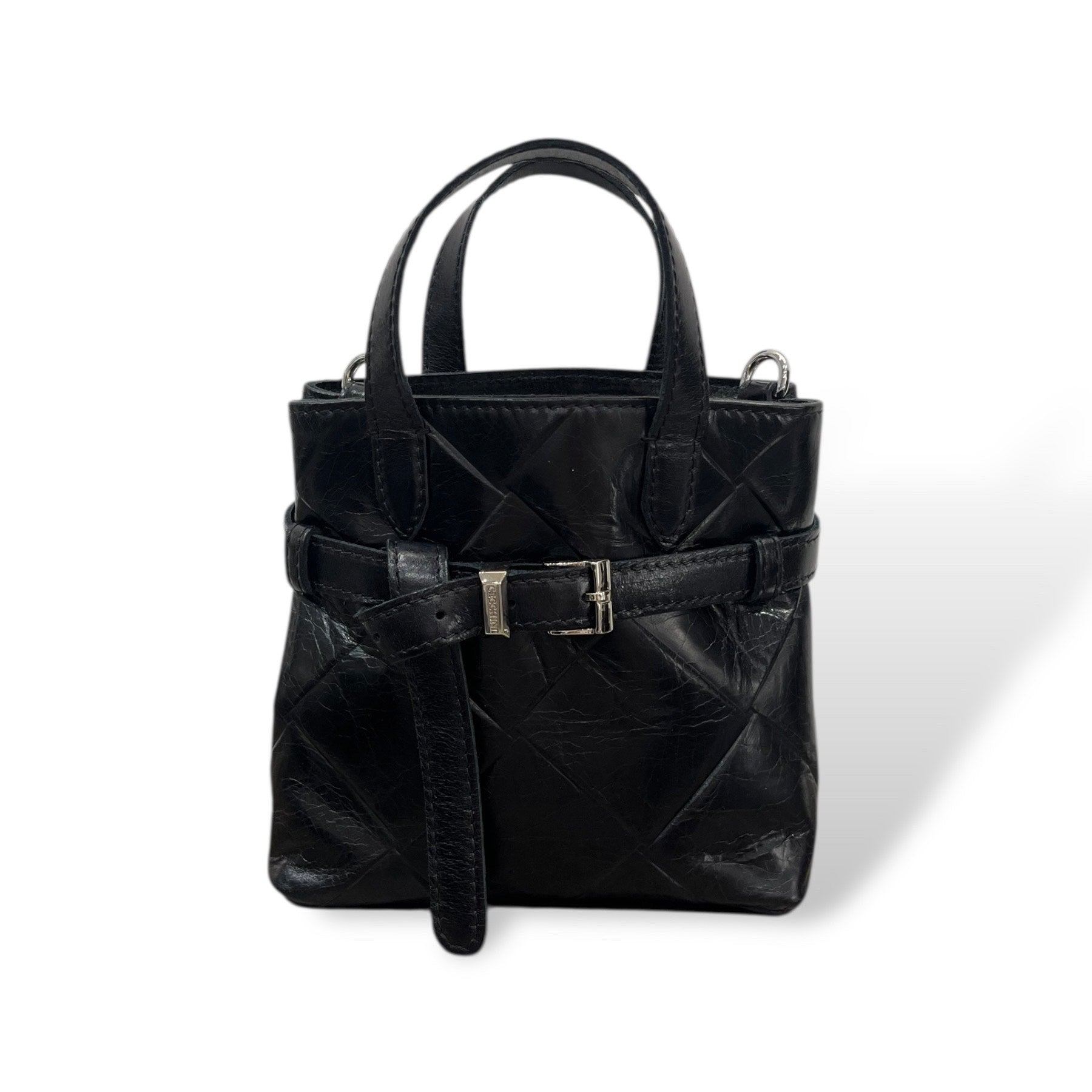 B-BAG - Women's square embossed calf leather handbag
