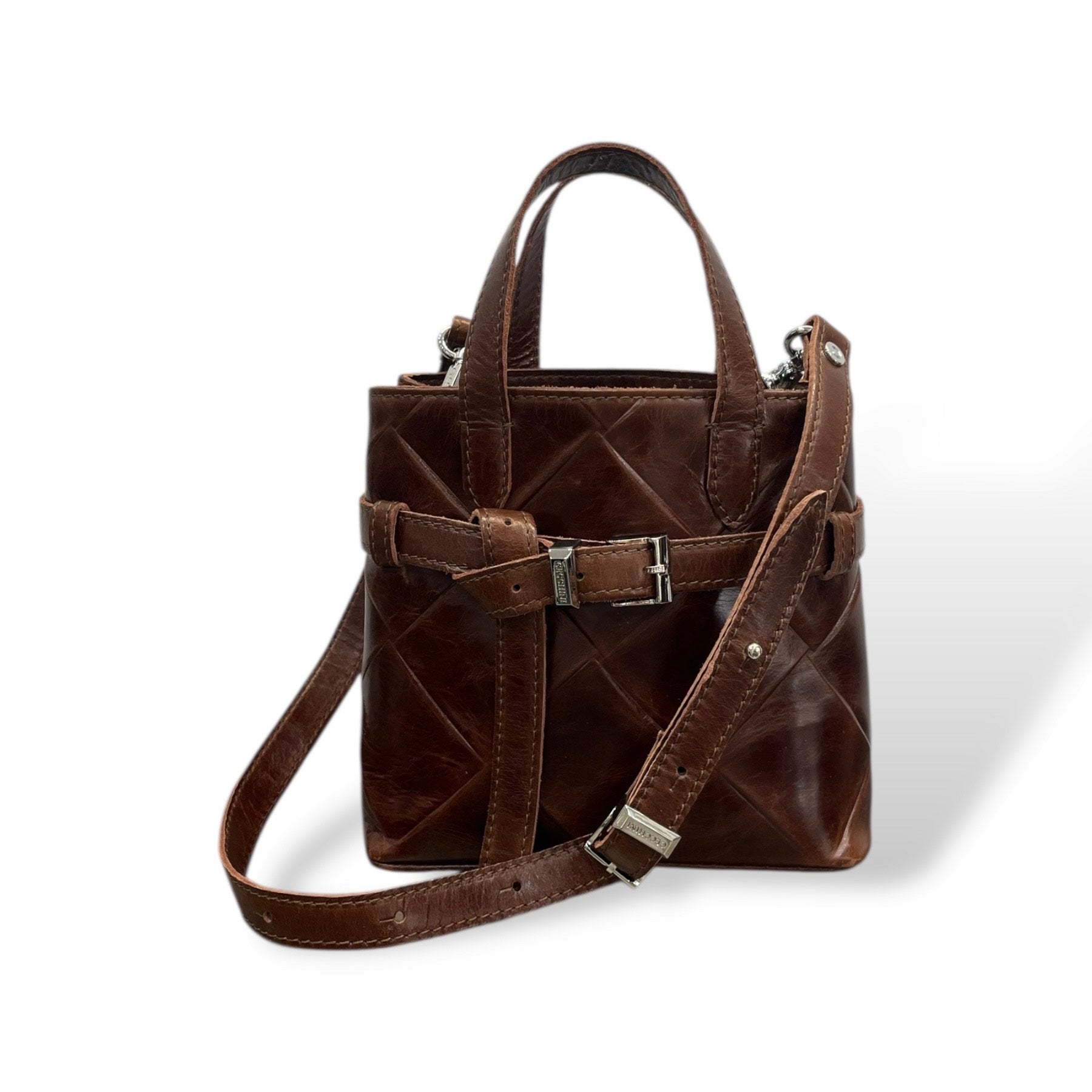 B-BAG - Women's square embossed calf leather handbag