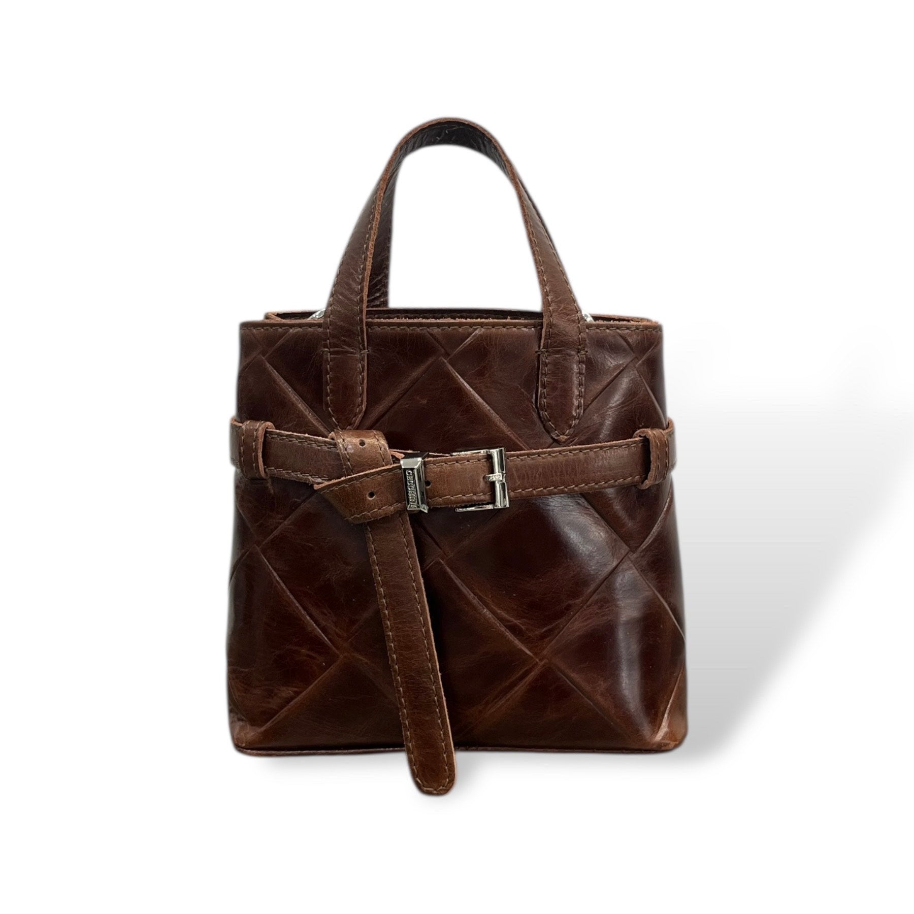 B-BAG - Women's square embossed calf leather handbag