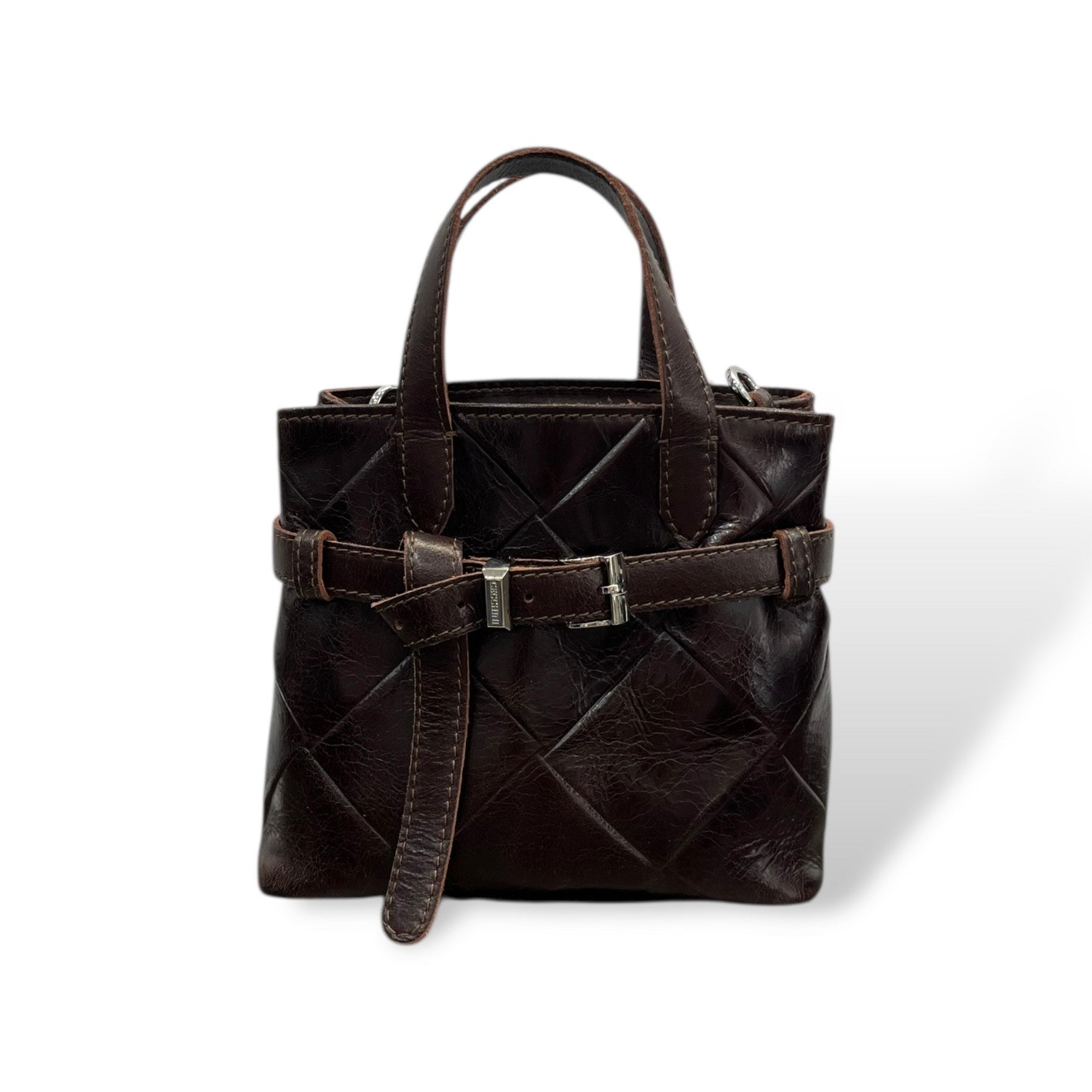B-BAG - Women's square embossed calf leather handbag