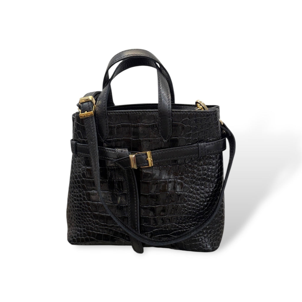 B-BAG big - Women's crocodile embossed calf leather handbag