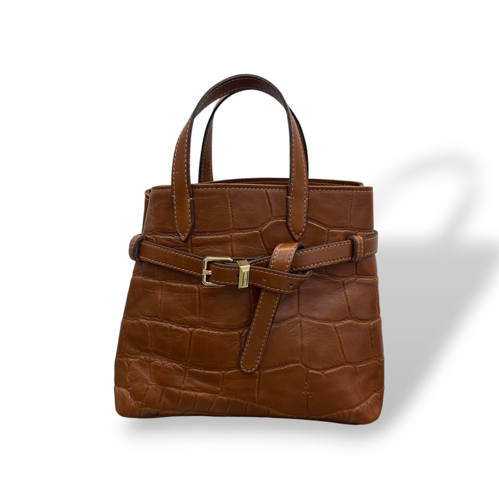 B-BAG big - Women's crocodile smooth calf leather handbag