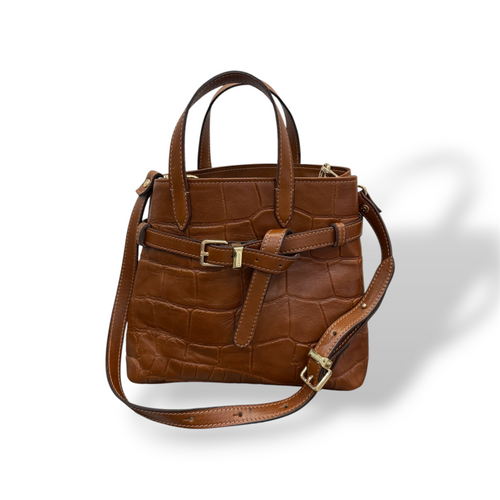 B-BAG grande - Borsa a mano da donna in pelle di vitello liscio effetto coccodrillo