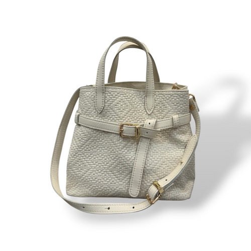 B-BAG grande - Borsa a mano da donna in pelle di vitello stampa intrecciata