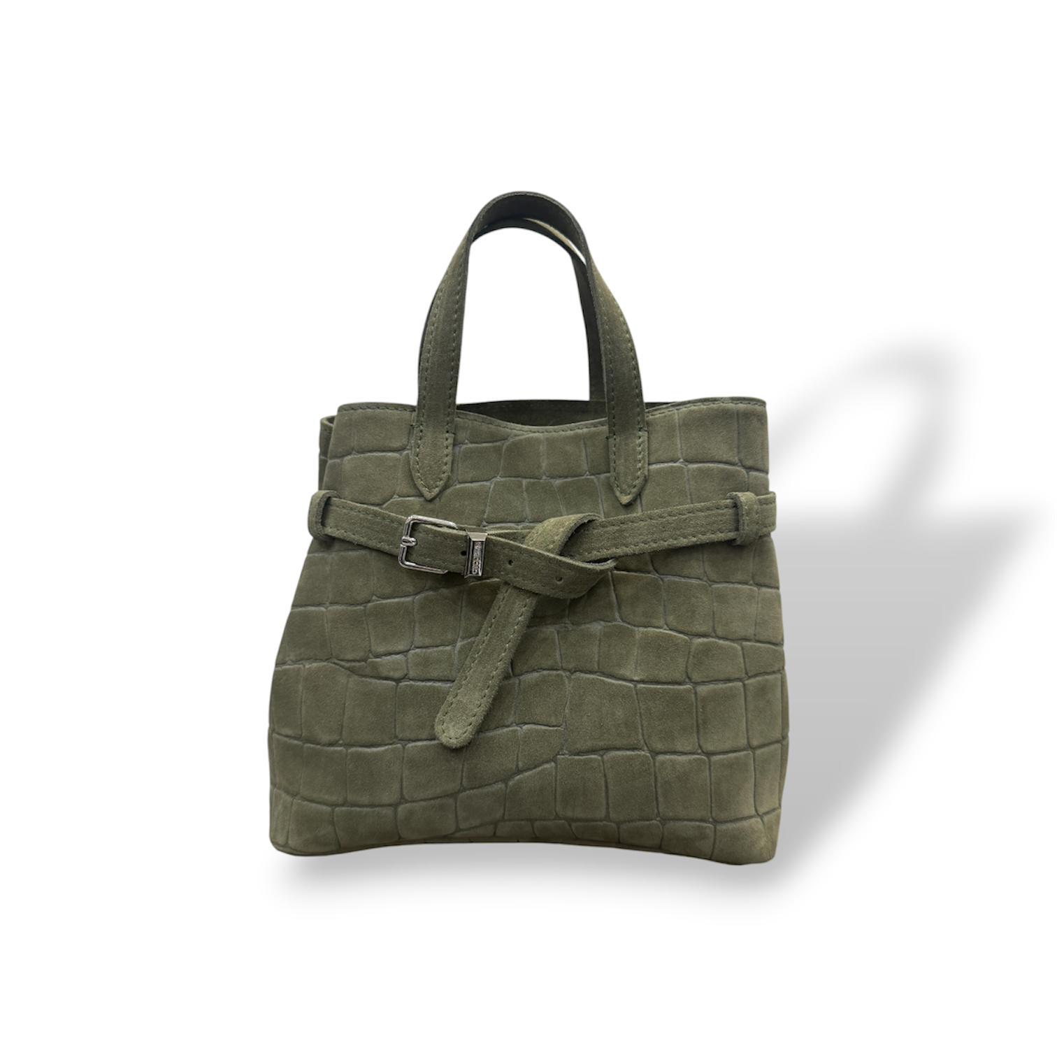B-BAG big - Women's crocodile suede calf leather handbag