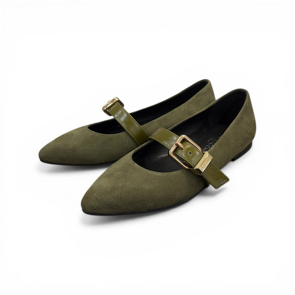 BARBARA - Ballerine da donna in pelle di vitello scamosciata