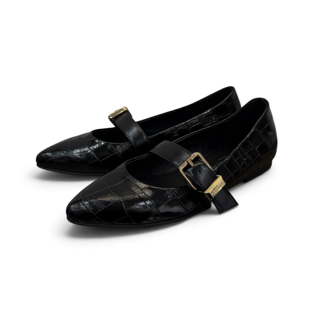 BARBARA - Ballerine da donna in pelle di vitello stampa coccodrillo