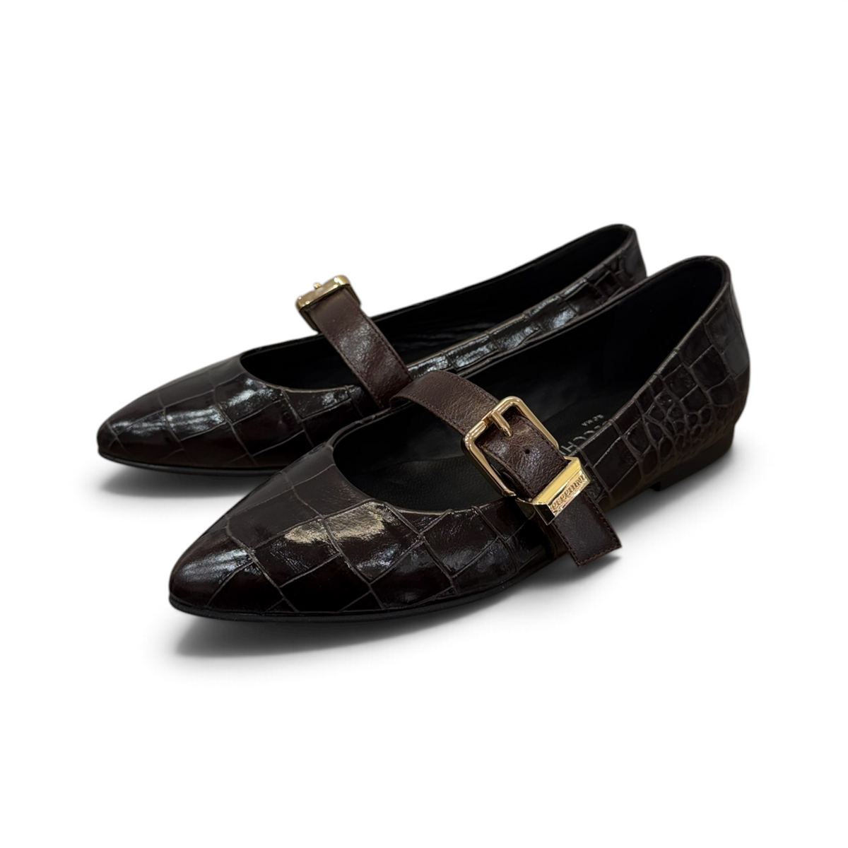 BARBARA - Ballerine da donna in pelle di vitello stampa coccodrillo