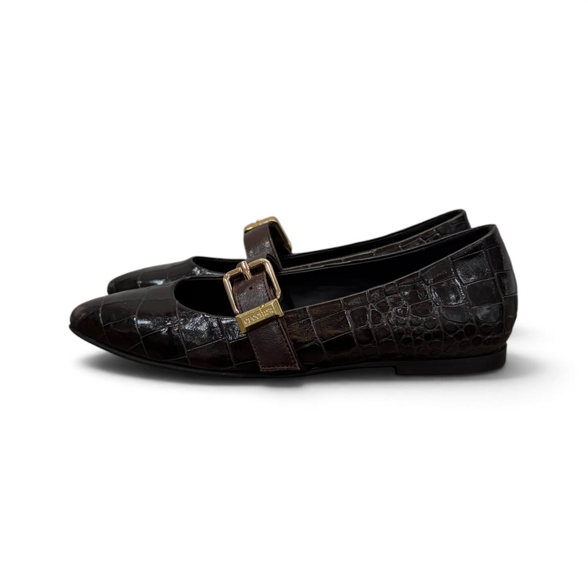 BARBARA - Women's crocodile embossed calf leather ballet flats