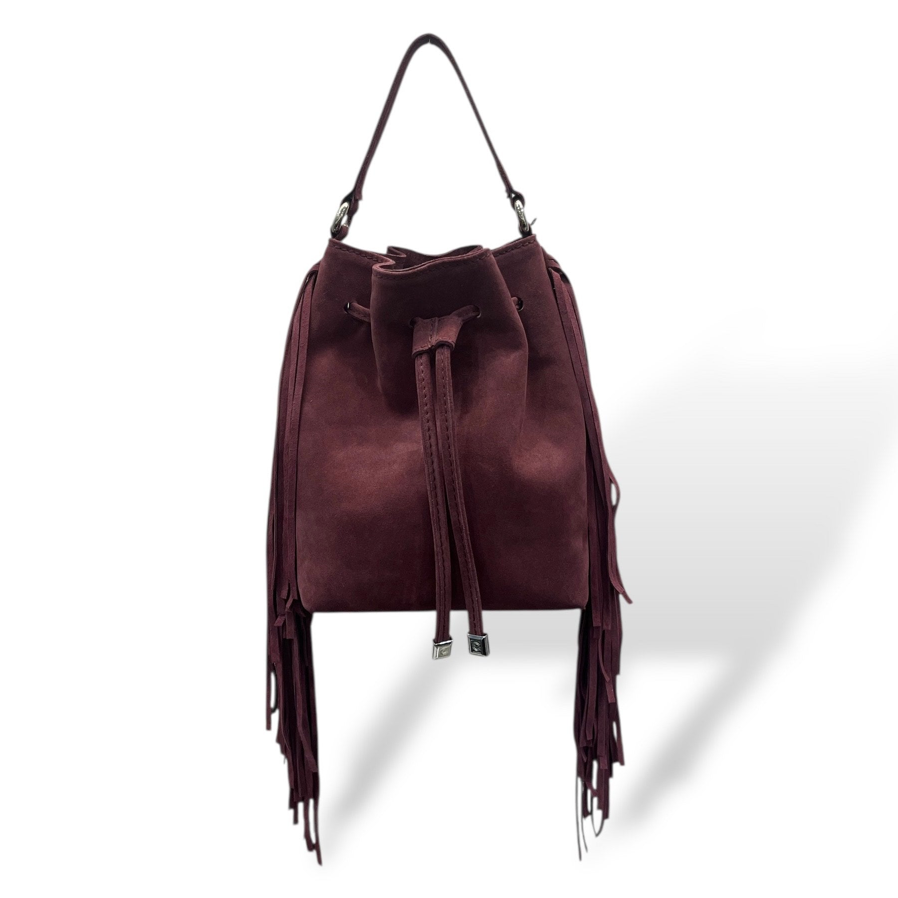 BUCKET-BAG fringes - Women's suede calf leather handbag