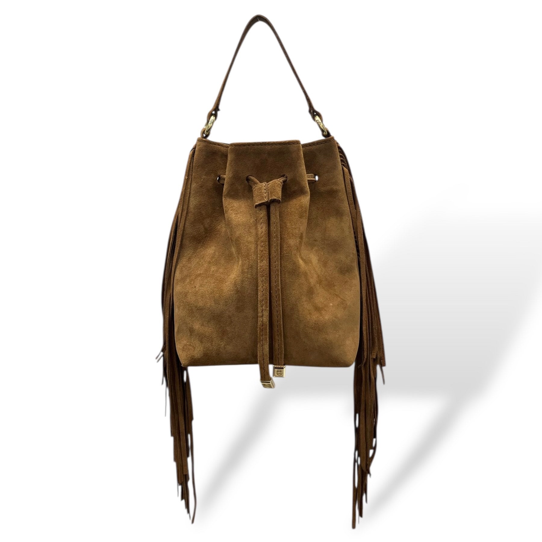 BUCKET-BAG fringes - Women's suede calf leather handbag