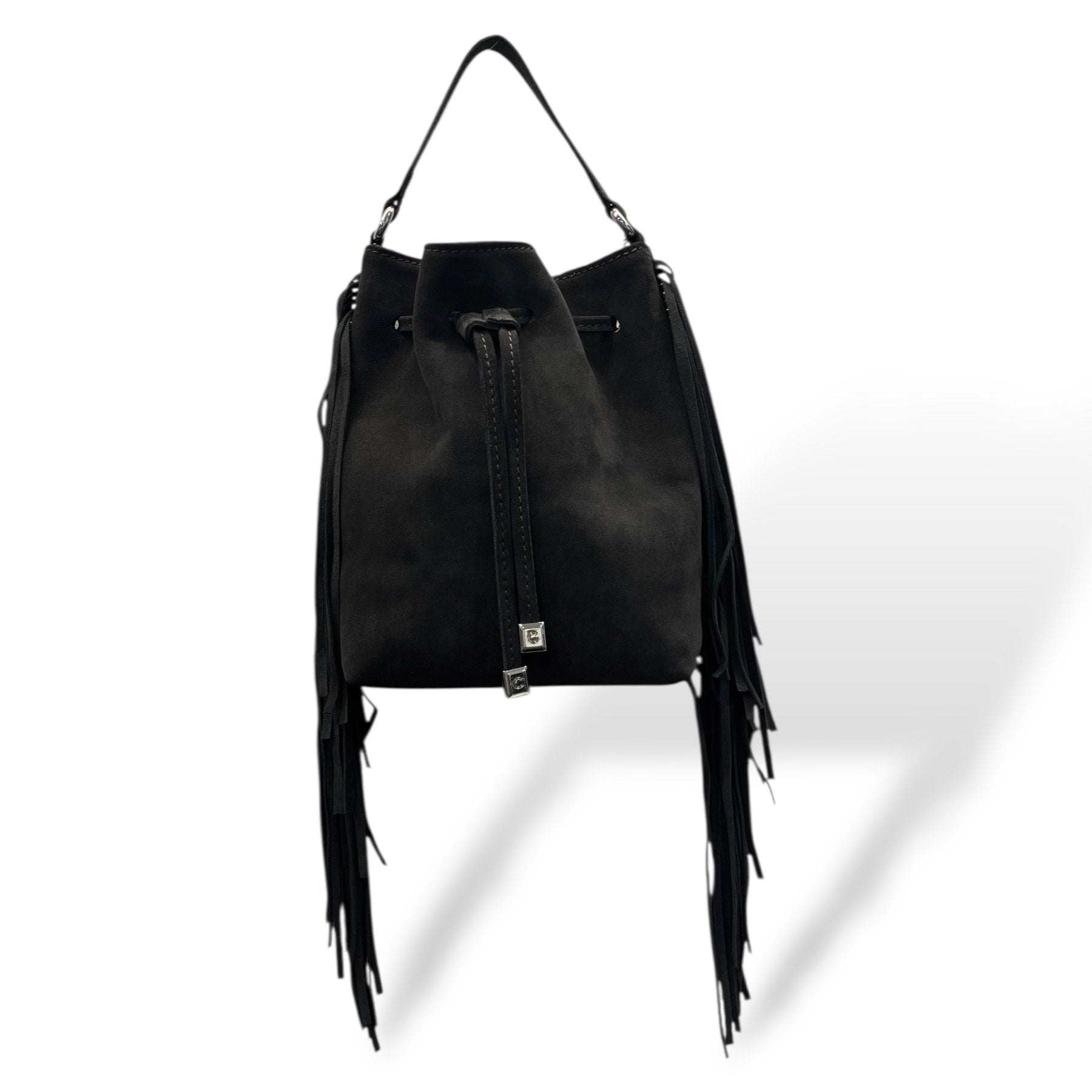 BUCKET-BAG fringes - Women's suede calf leather handbag