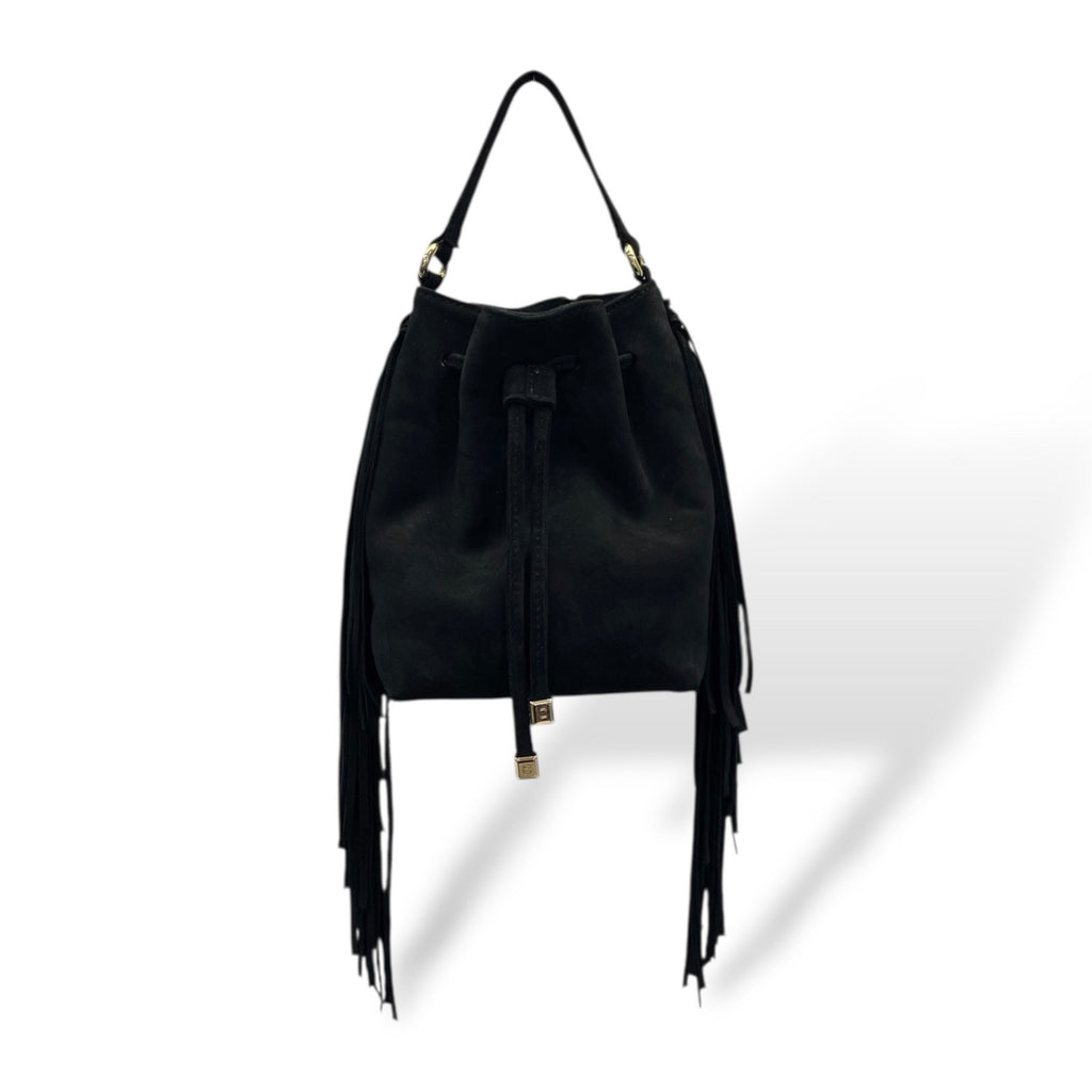 BUCKET-BAG fringes - Women's suede calf leather handbag