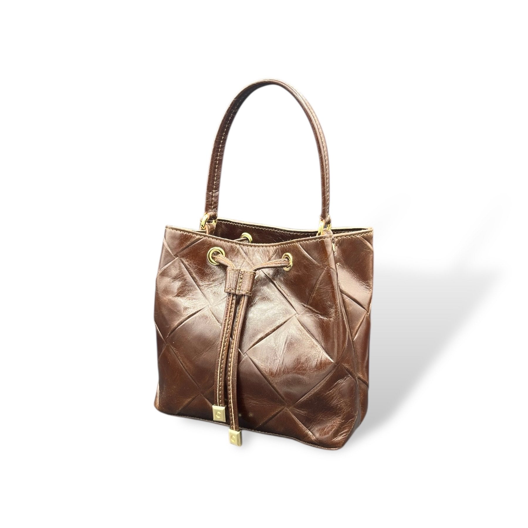 BUCKET small - Women's square embossed calf leather handbag