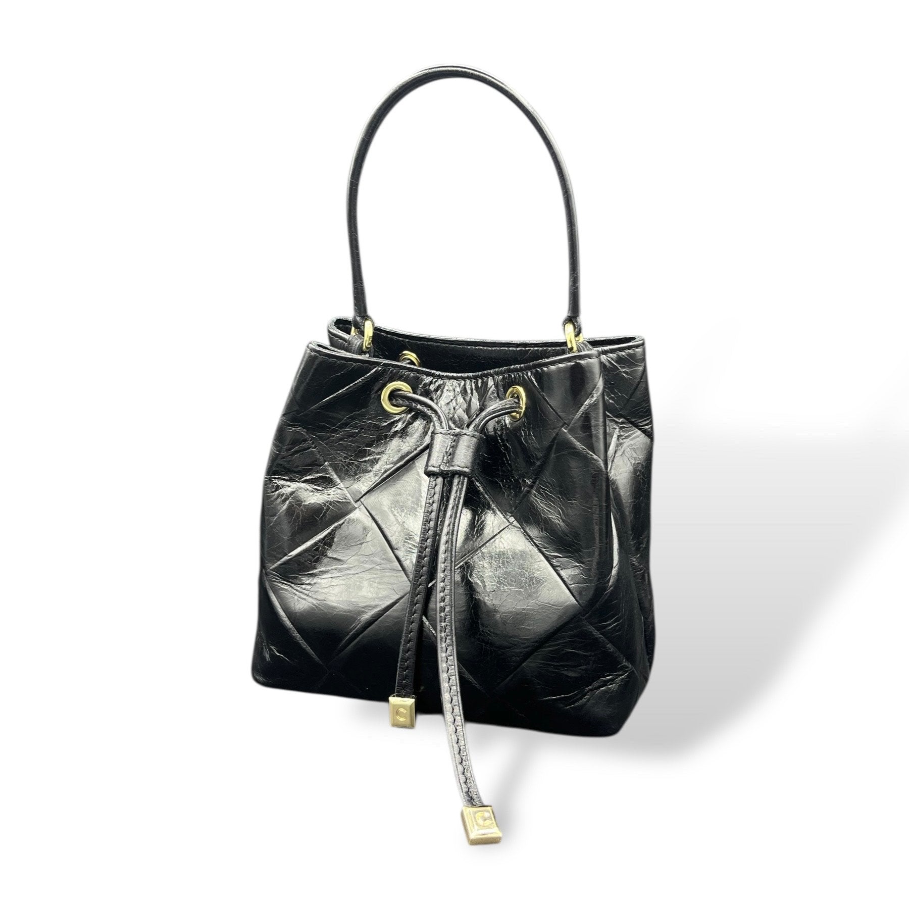 BUCKET small - Women's square embossed calf leather handbag