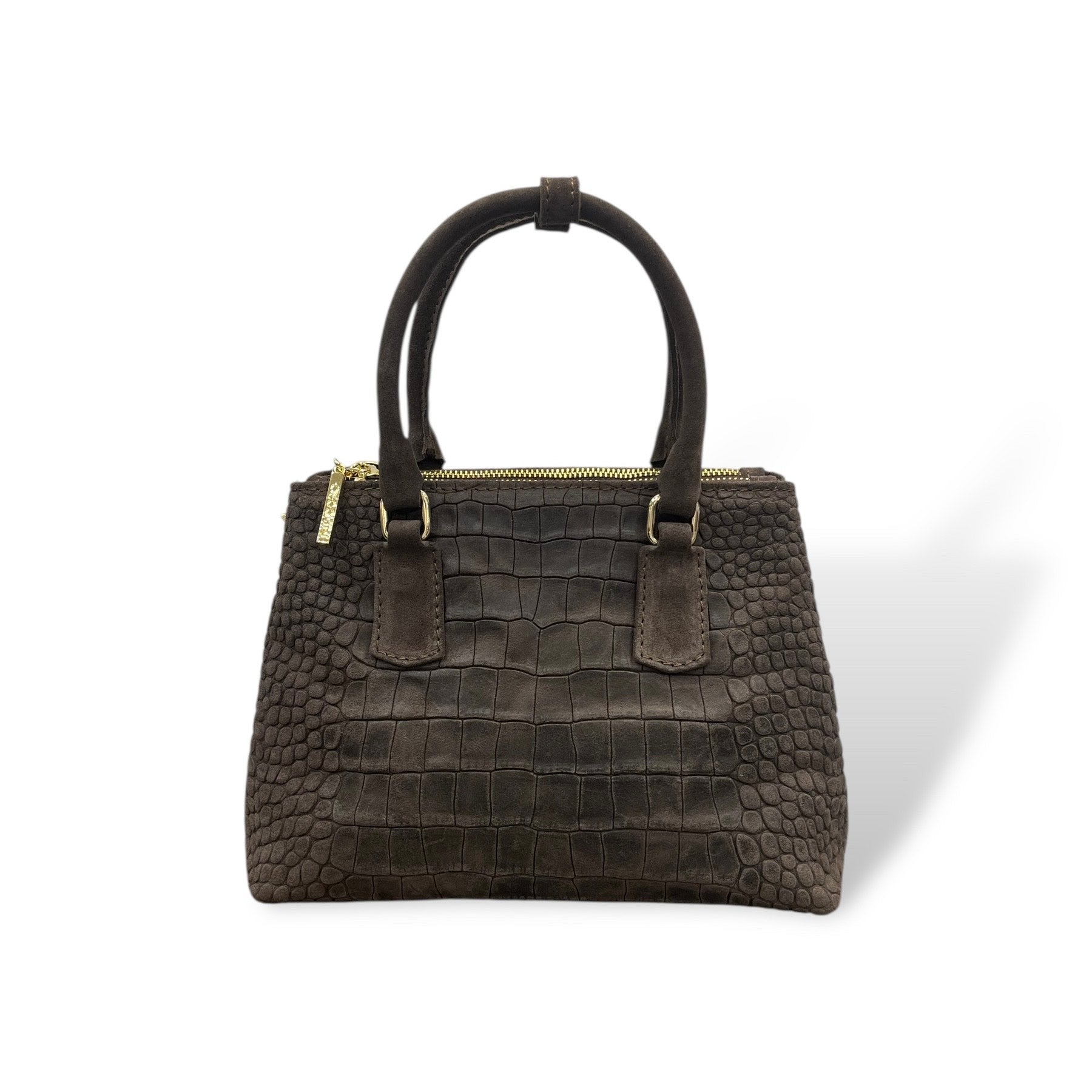 BARBY 25 big - Women's crocodile embossed suede calf leather handbag