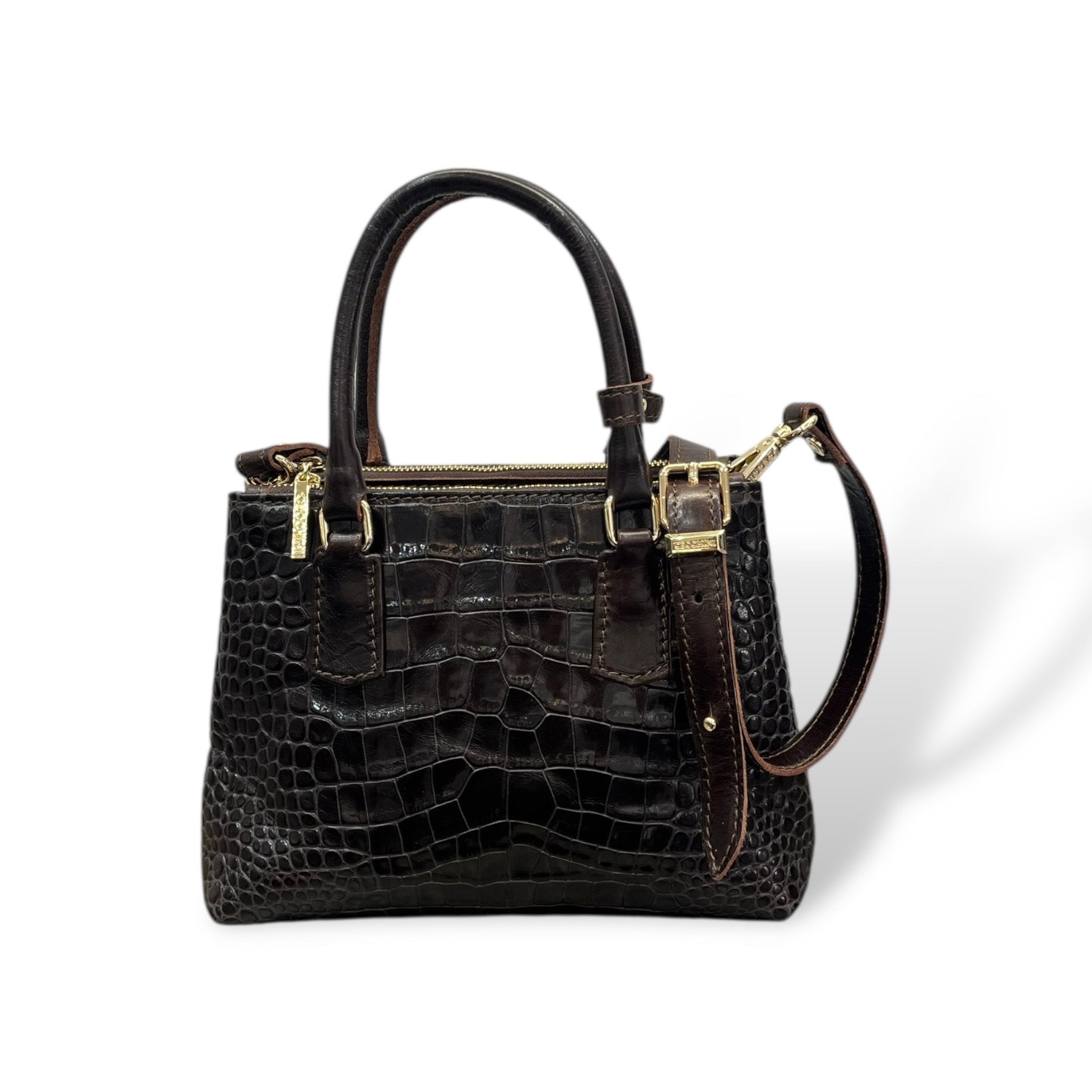 BARBY 25 big - Women's crocodile embossed calf leather handbag