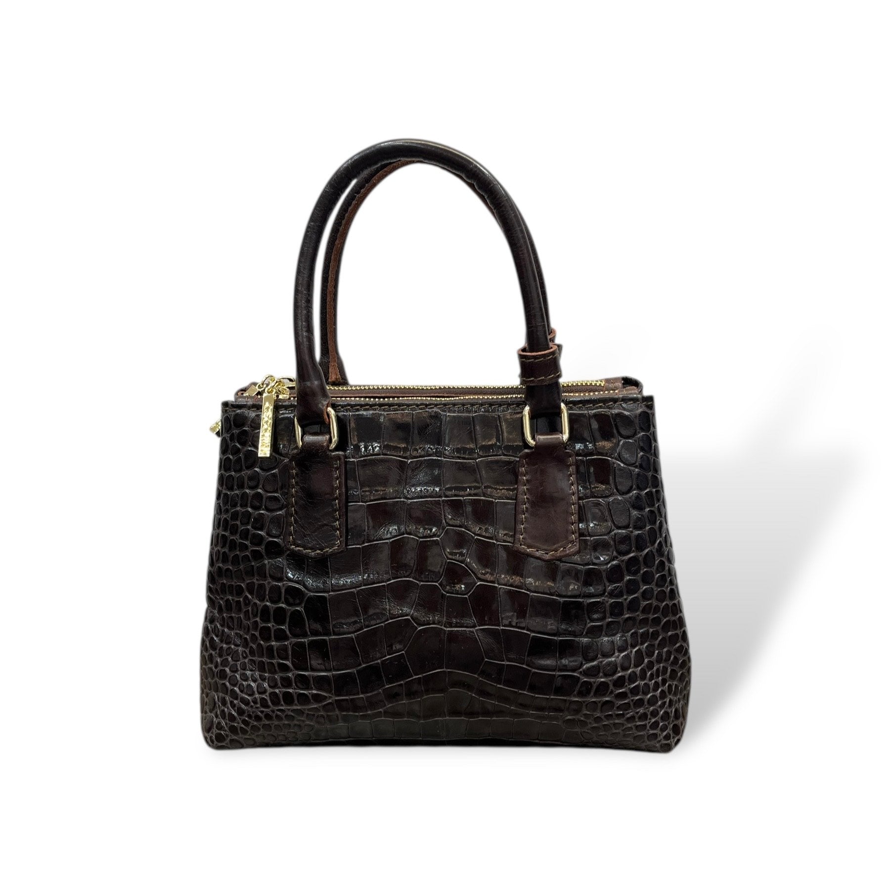 BARBY 25 big - Women's crocodile embossed calf leather handbag