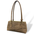 BARBY 25 L - Women's crocodile embossed suede calf leather handbag