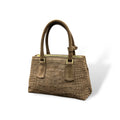 BARBY 25 - Women's crocodile embossed suede calf leather handbag