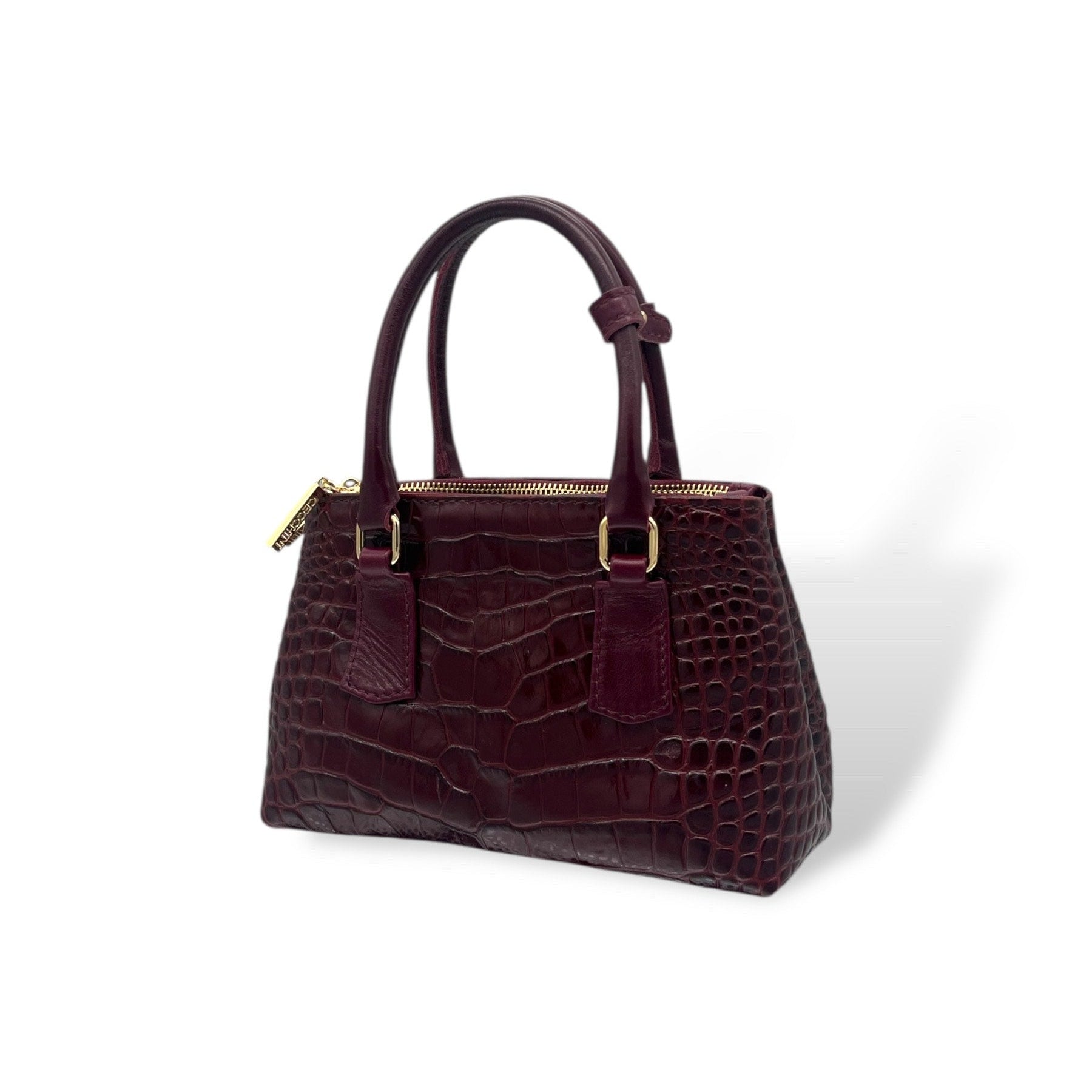 BARBY 25 - Women's crocodile embossed calf leather handbag