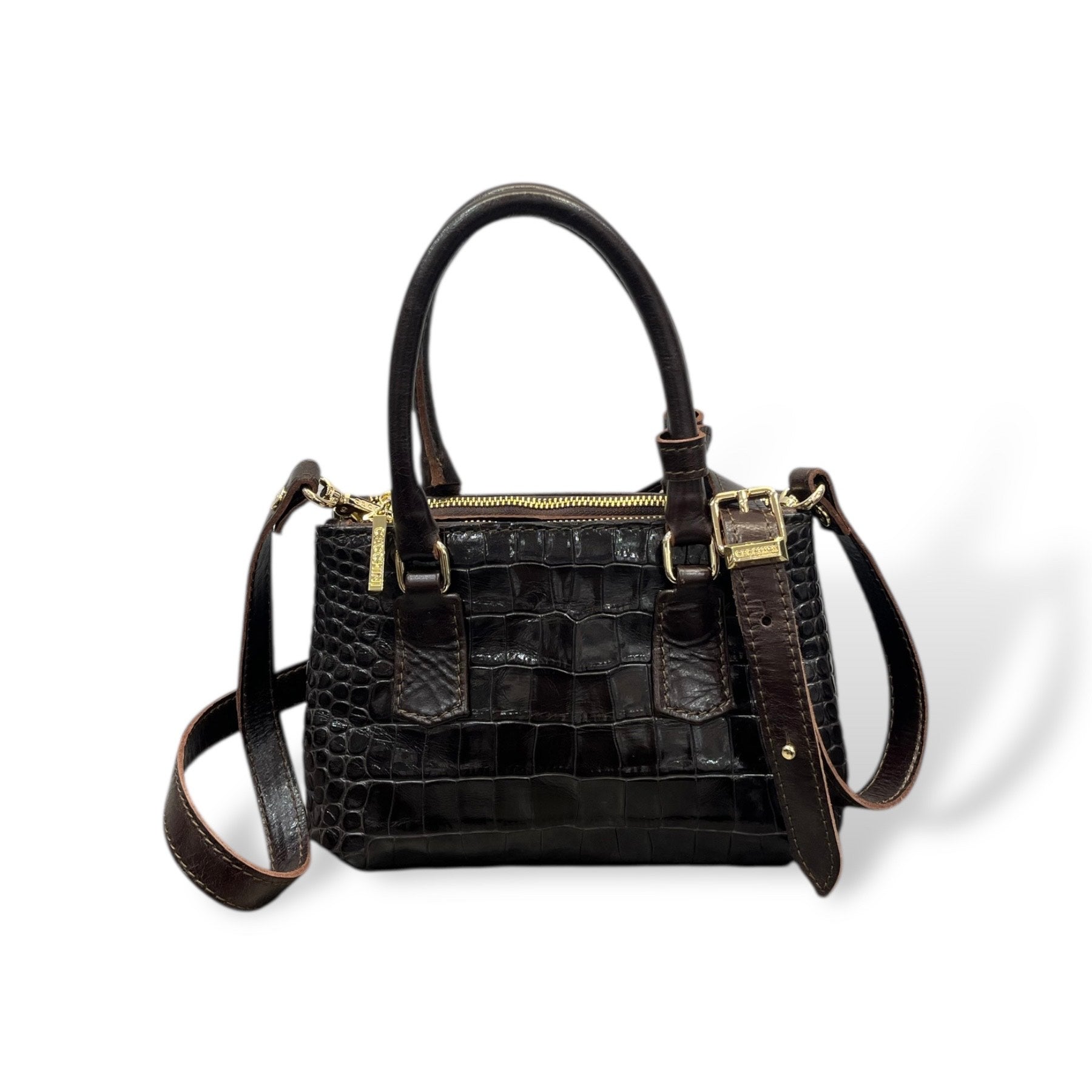 BARBY 25 - Women's crocodile embossed calf leather handbag